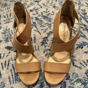Jessica Simpson Nude Strappy Wedges